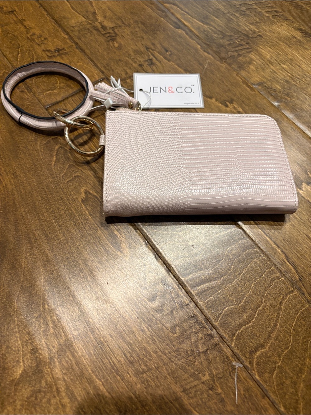 JEN & CO. Blush Pink Wristlet Key & Card Holder